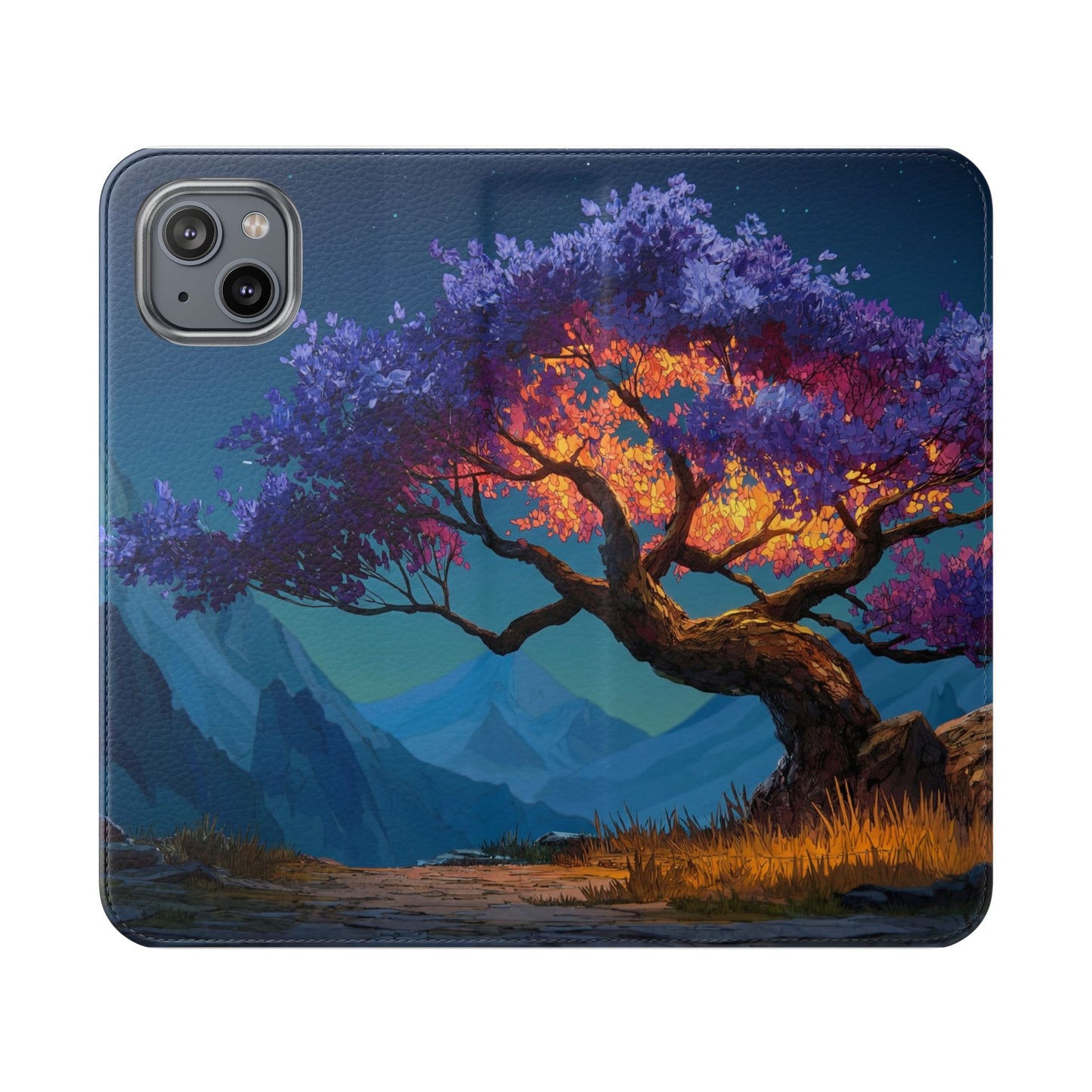 Violet Flame Tree Flip Cases – Twilight Mountain Glow Case