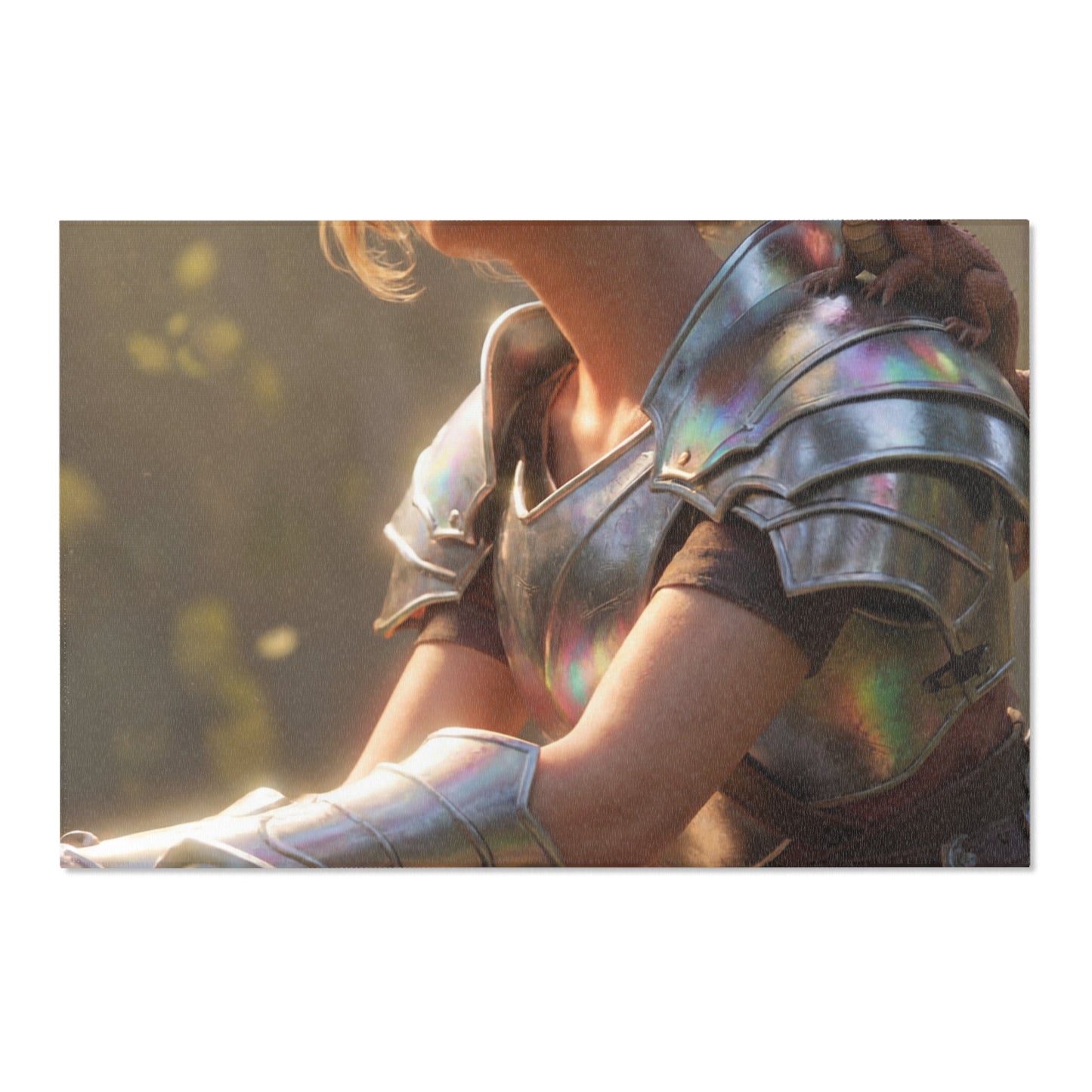 Elf Knight with Dragon Companion Area Rugs – Sunlit Forest Sanctuary