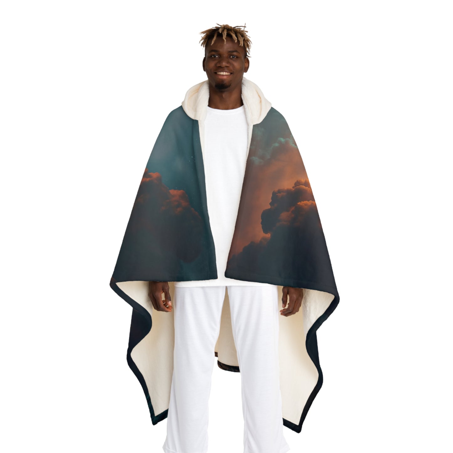 Golden Horizon Hooded Sherpa Fleece Blanket – Twilight Voyage and Warm Sail