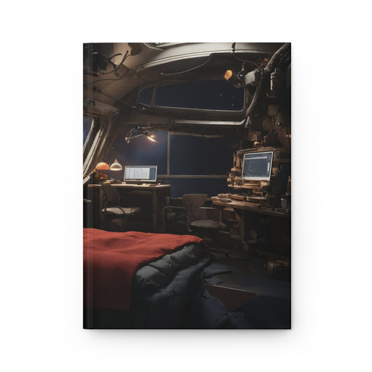 Starlit Space Station Cabin - Hardcover Journal