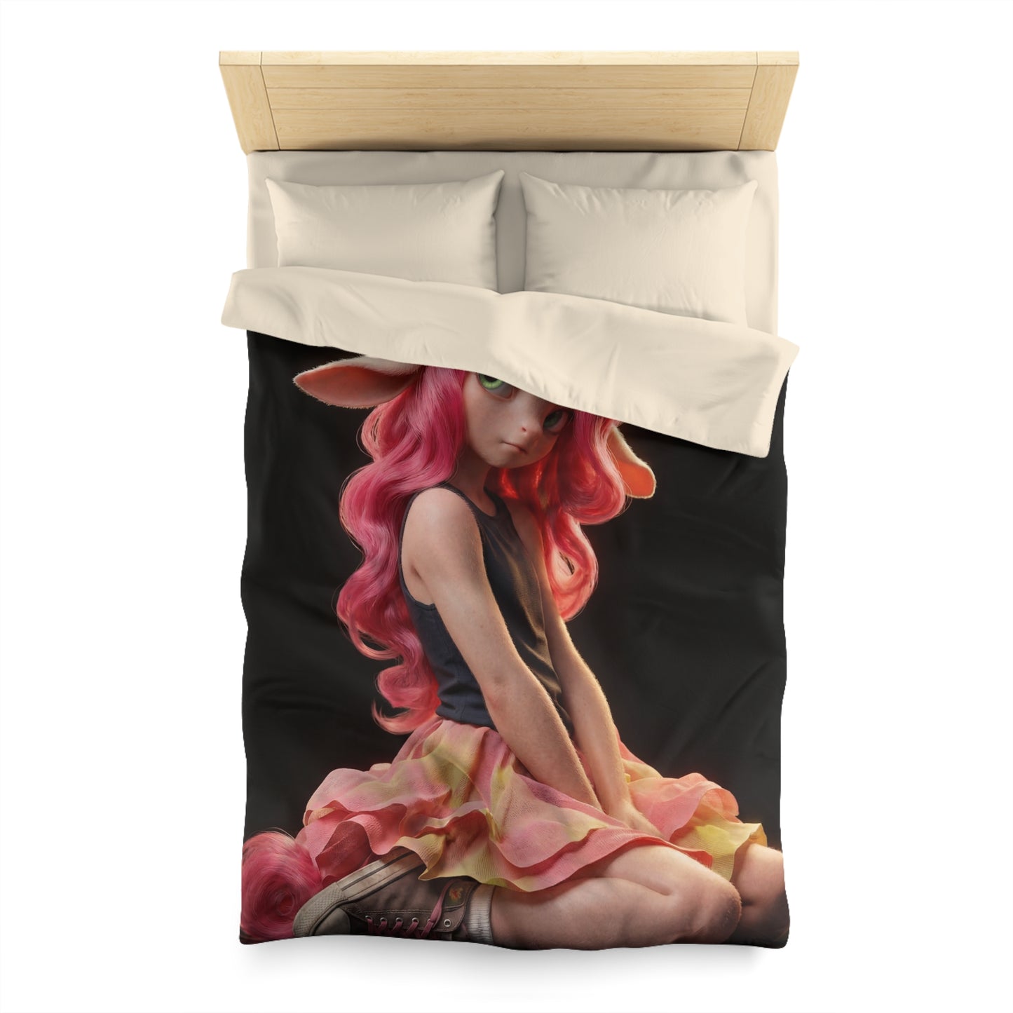 Pink Unicorn Girl Microfiber Duvet Cover – Soft Glow in Your Sleep Sanctuary