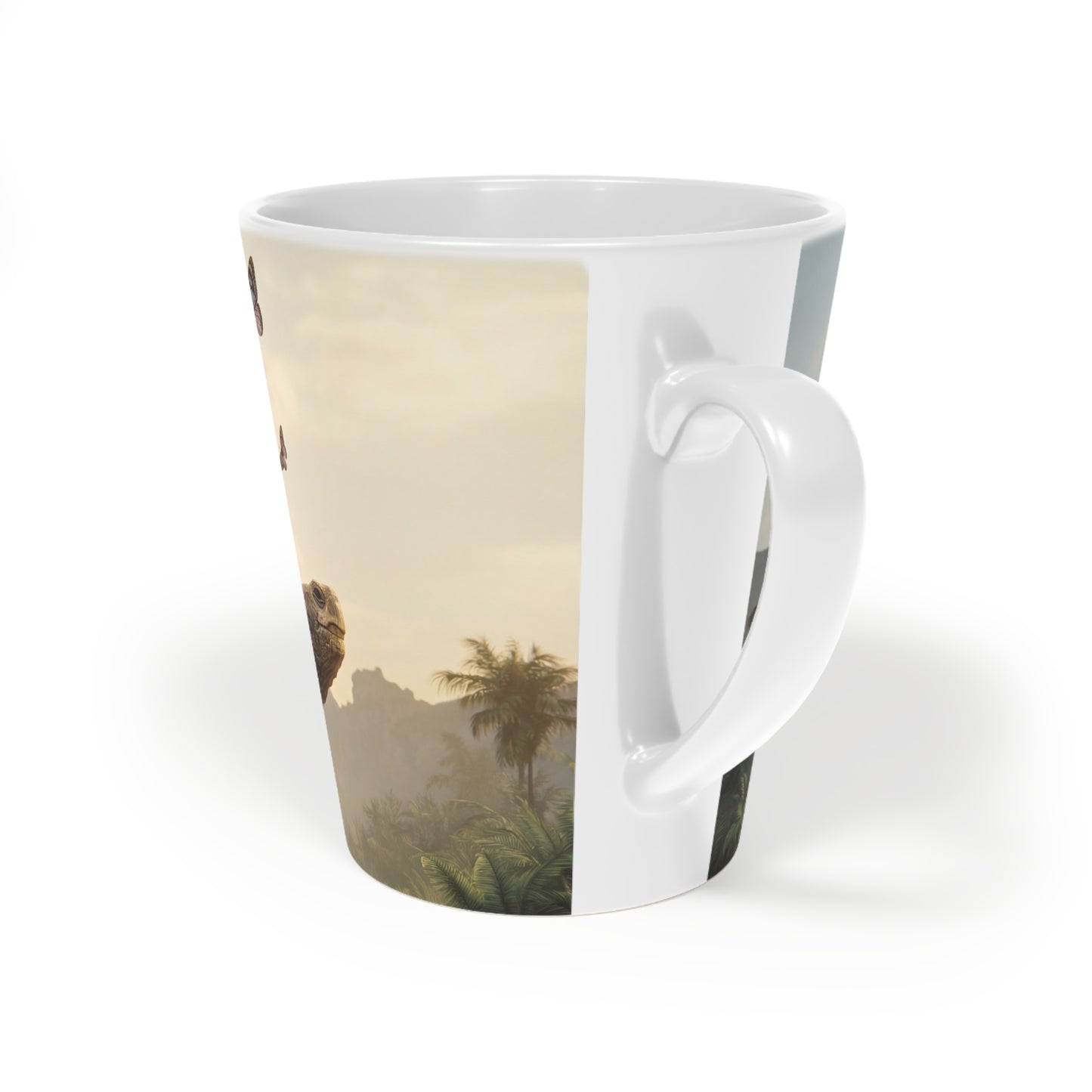 Ancient Turtle Citadel Latte Mug – Sunlit Sanctuary Dreamscape