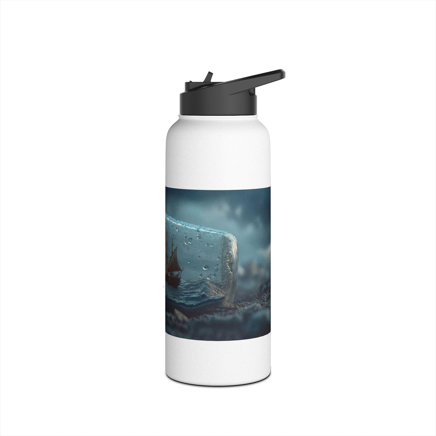 Storm-Sailed Ship in Bottle Water Bottle – Pocket-Sized Tempest Adventure