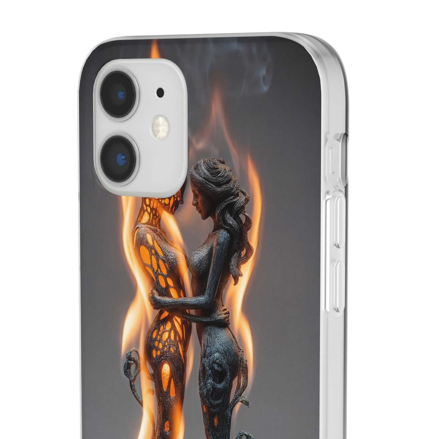 Flame-Embraced Lovers Flexi Cases – Intimate Glow Within the Fire