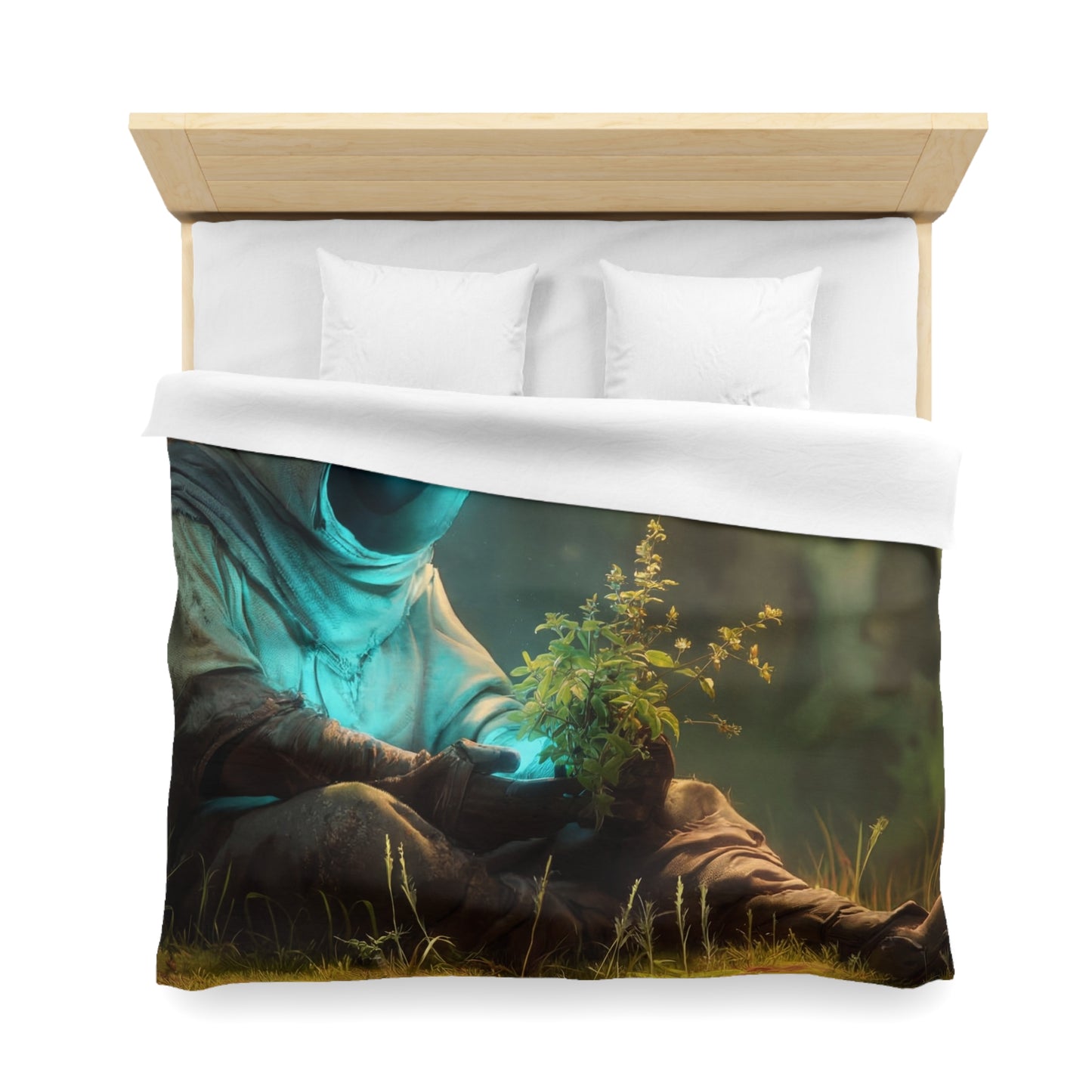 Forest Sentinel Microfiber Duvet Cover – Glowing Eye in the Twilight Grove
