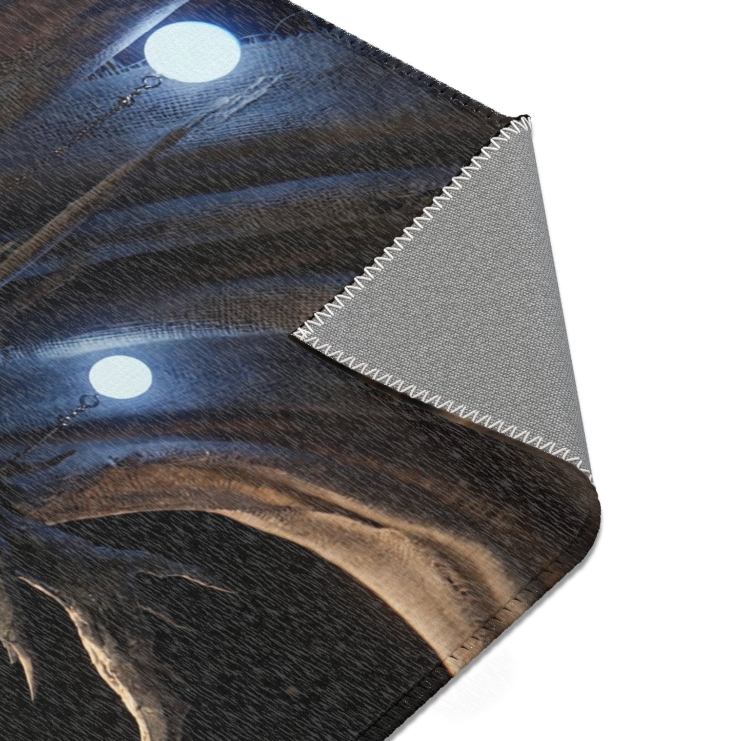 Moonlit Owl Sentinel Area Rug – Crimson-Eyed Guardian Under Full Moon