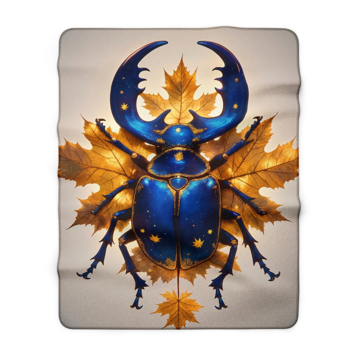 Moonhorn Beetle Sherpa Fleece Blanket – Indigo Starlight Autumn Guardian