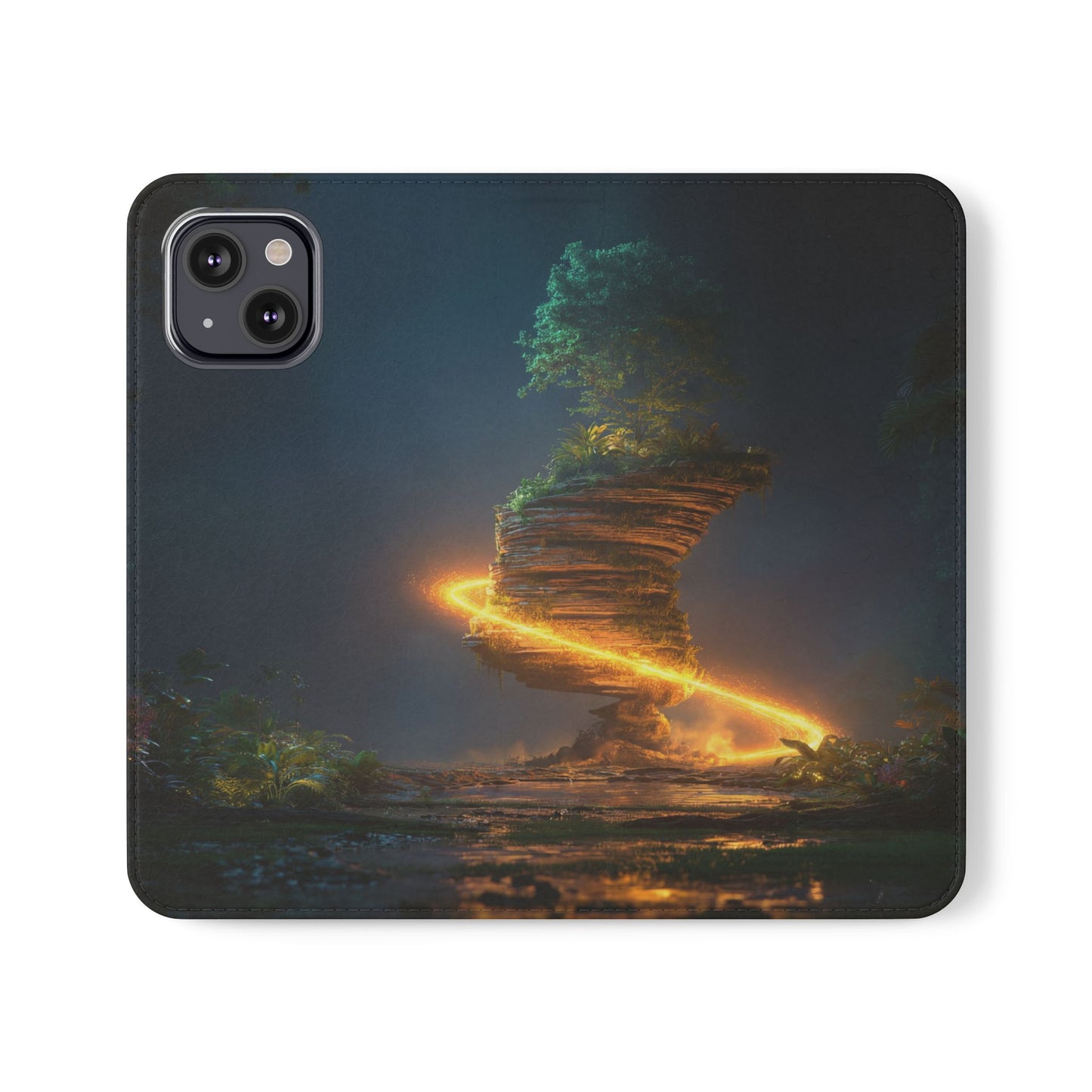 Luminous Floating Island Flip Cases – Amber Twilight Sanctuary