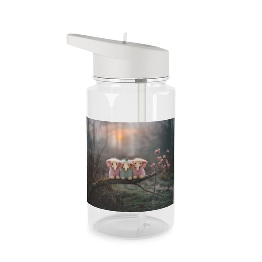 Three Fluffy Elephants Tritan Water Bottle – Mossy Branch Twilight Scene