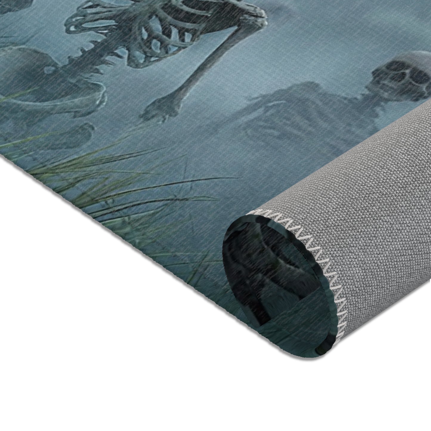 Bonekeeper’s Whisper Area Rug – Misty Graveyard Sentinel