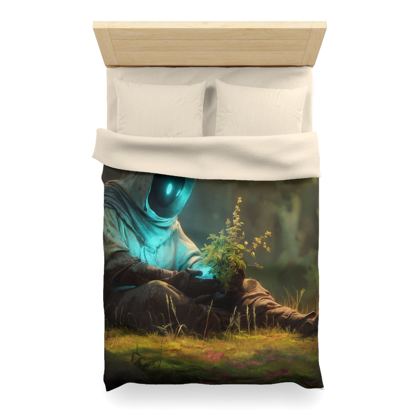 Forest Sentinel Microfiber Duvet Cover – Glowing Eye in the Twilight Grove