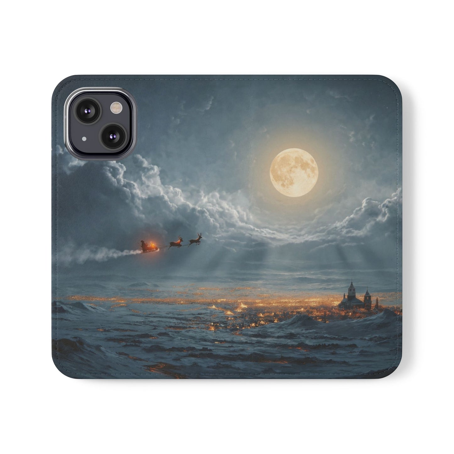 Moonlit Sleigh Flip Cases – Northern Lights Winter Journey
