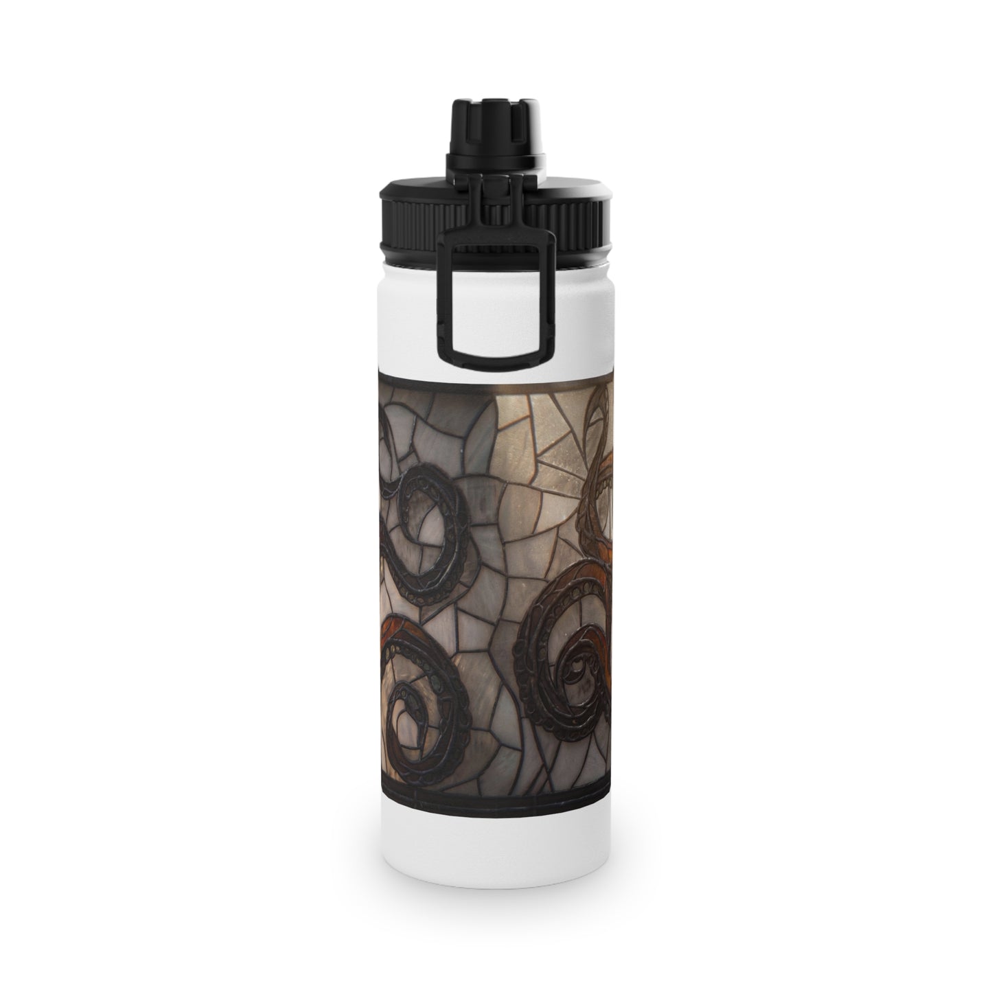 Stained Glass Octopus Water Bottle – Amber Abyss Design, Sports Lid