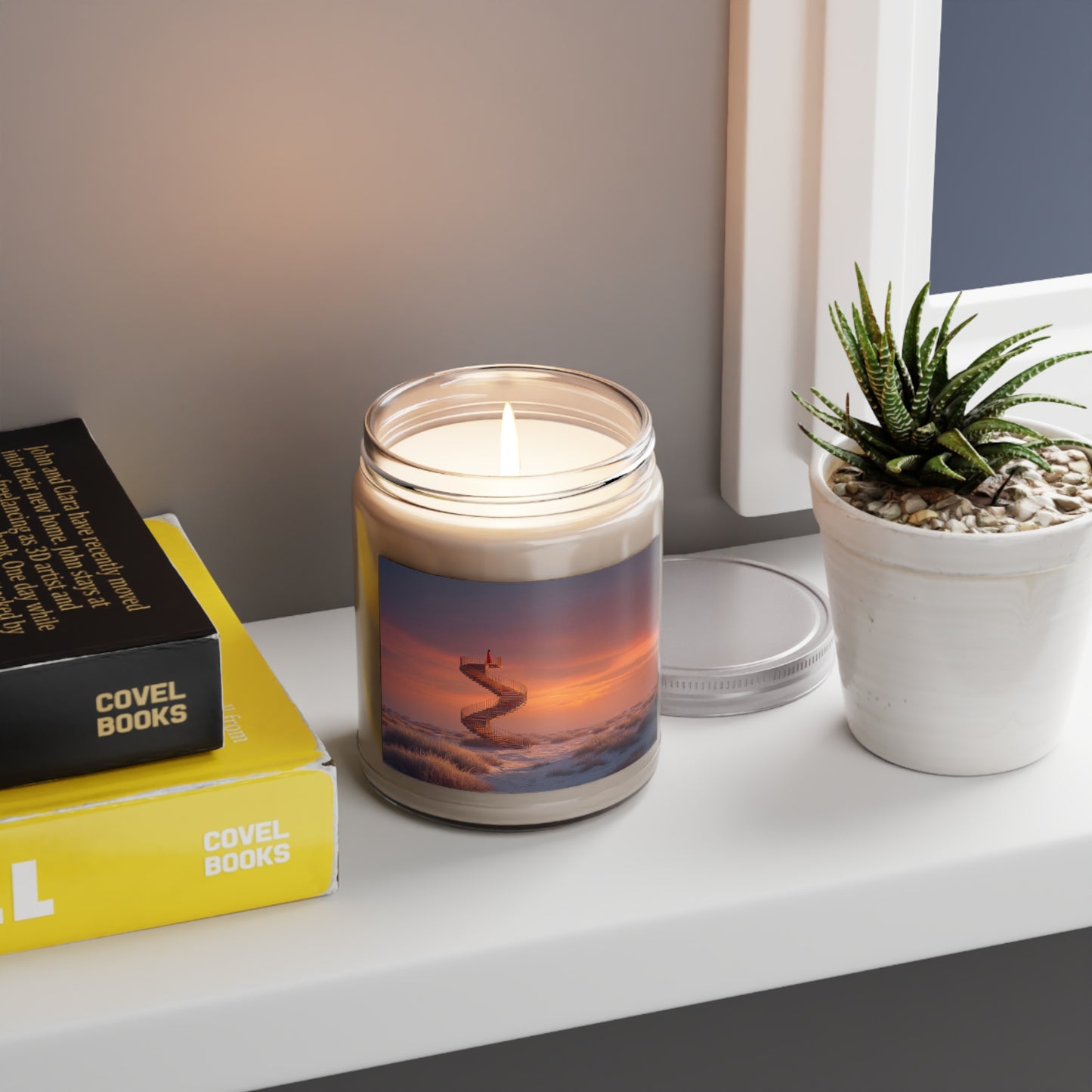 Solitary Spiral Staircase Scented Soy Candles with White Lid, 9oz – Sunset Ascension