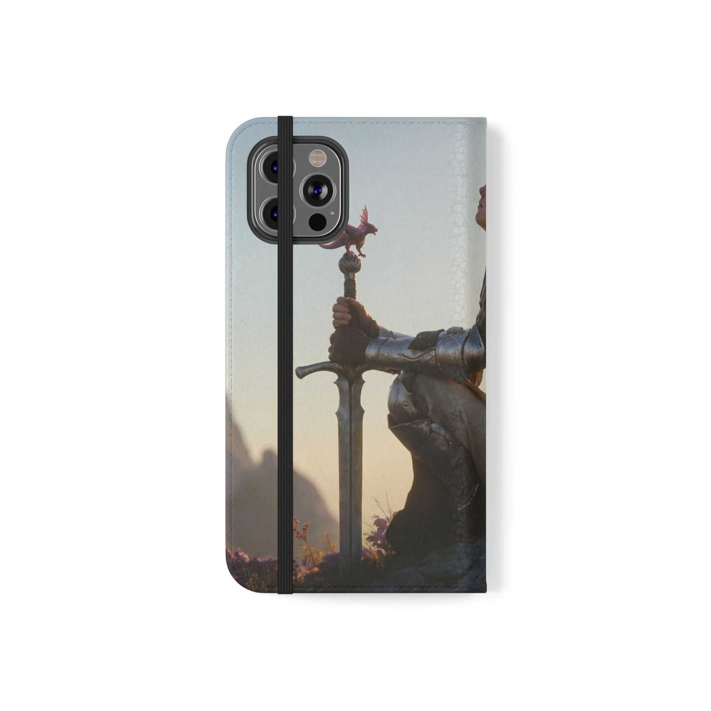 Dragon Knight Flip Cases – Sunlit Sentinel with Mini Drake and Sword