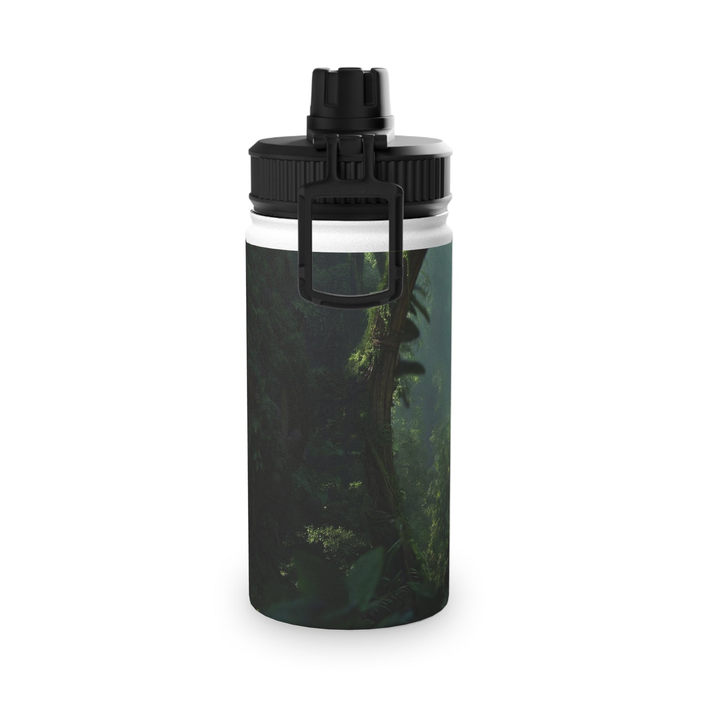 Guardian Eye of the Emerald Grove Stainless Steel Water Bottle, Sports Lid – Watchful Forest Portal