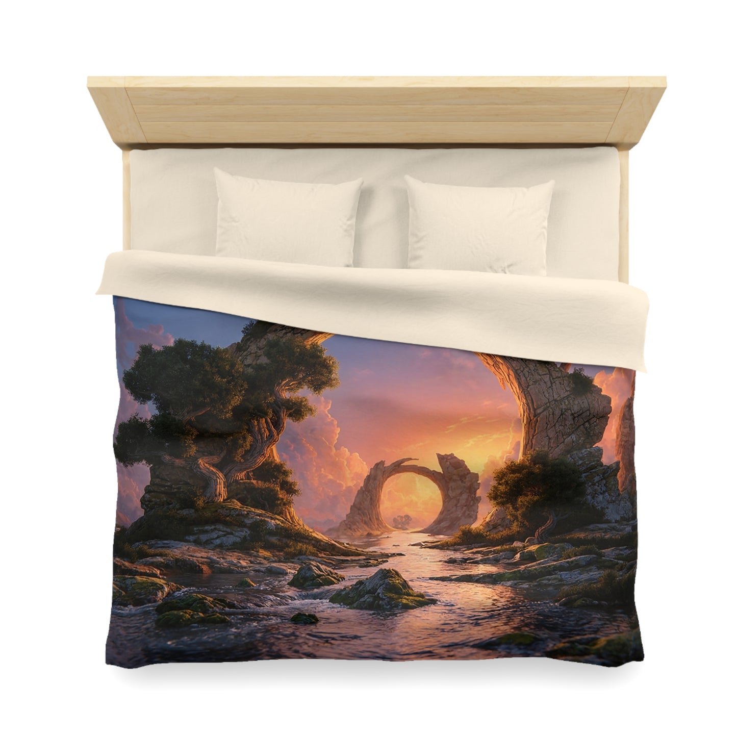 Stone Archway Duvet Cover – Sunset Portal Through Ancient Rocks