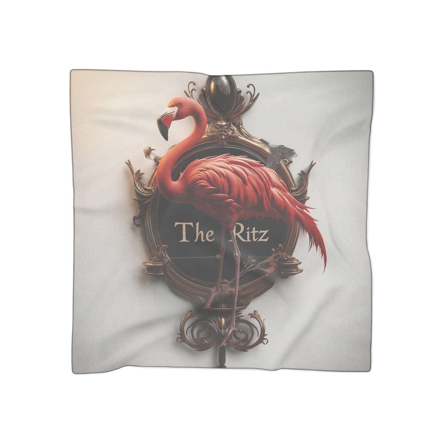 Flamingo at The Ritz Poly Scarf – Velvet Elegance in Art Deco Bronze