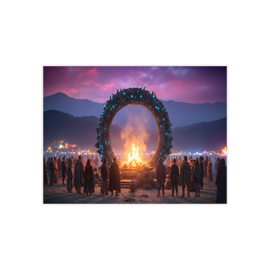 Celestial Gateway Ceramic Photo Tile – Twilight Ceremony Under the Glowing Arch