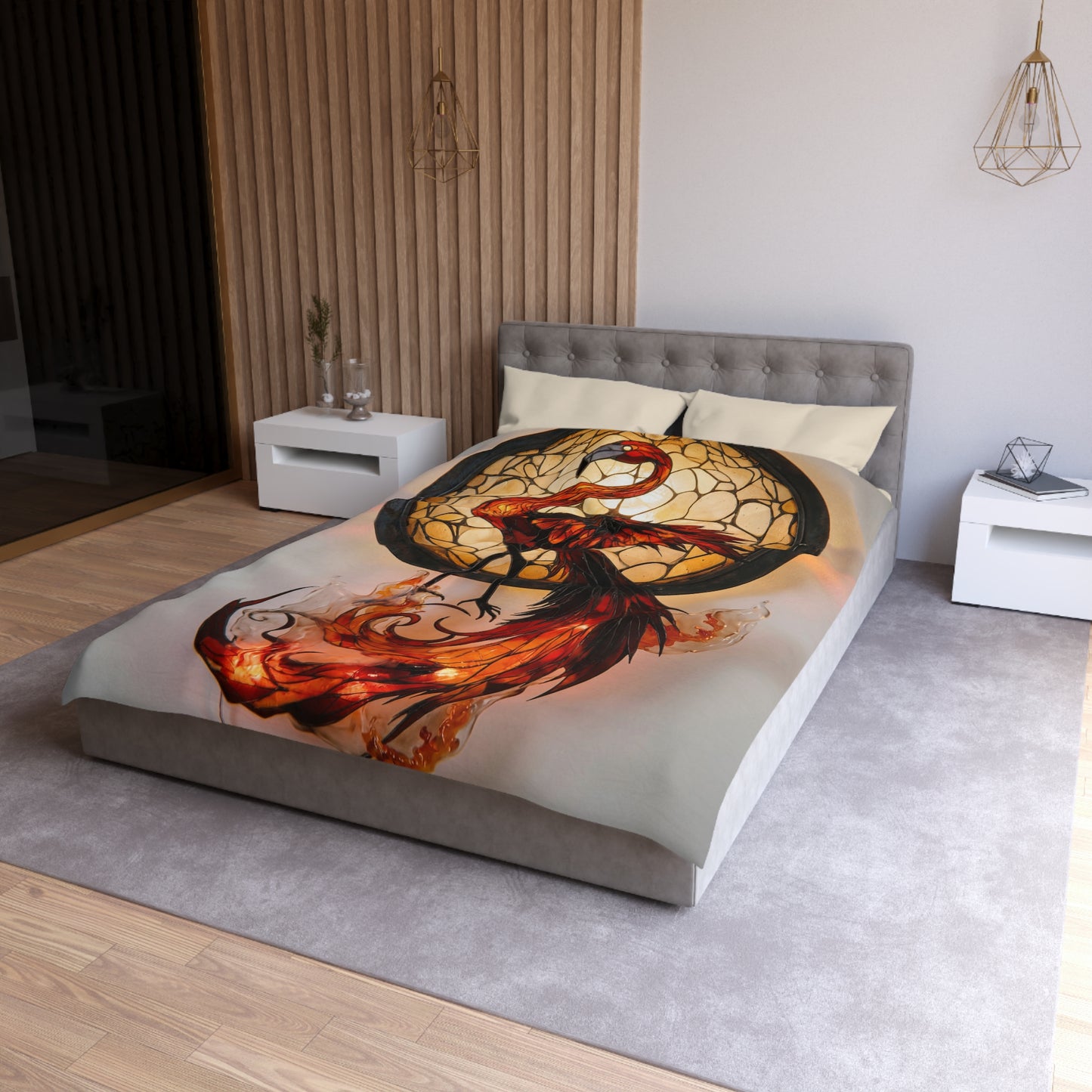 Phoenix Reborn Microfiber Duvet Cover – Amber Flame Dreamscape