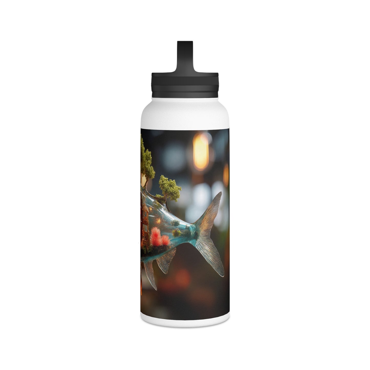 Pocket Forest Fish Water Bottle – Handle Lid – Aqua Realm Sanctuary