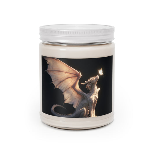 Serene White Dragon Scented Soy Candles with White Lid, 9oz – Gentle Wings, Quiet Light