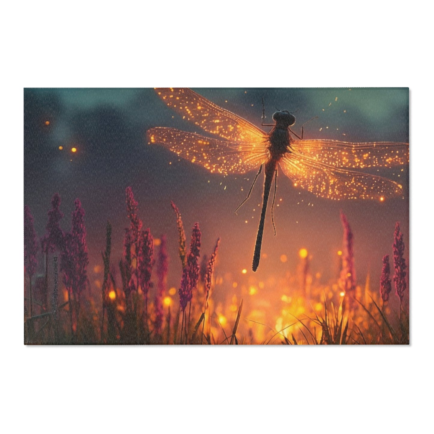 Glowing Dragonfly Area Rug – Twilight Meadow Dreamscape