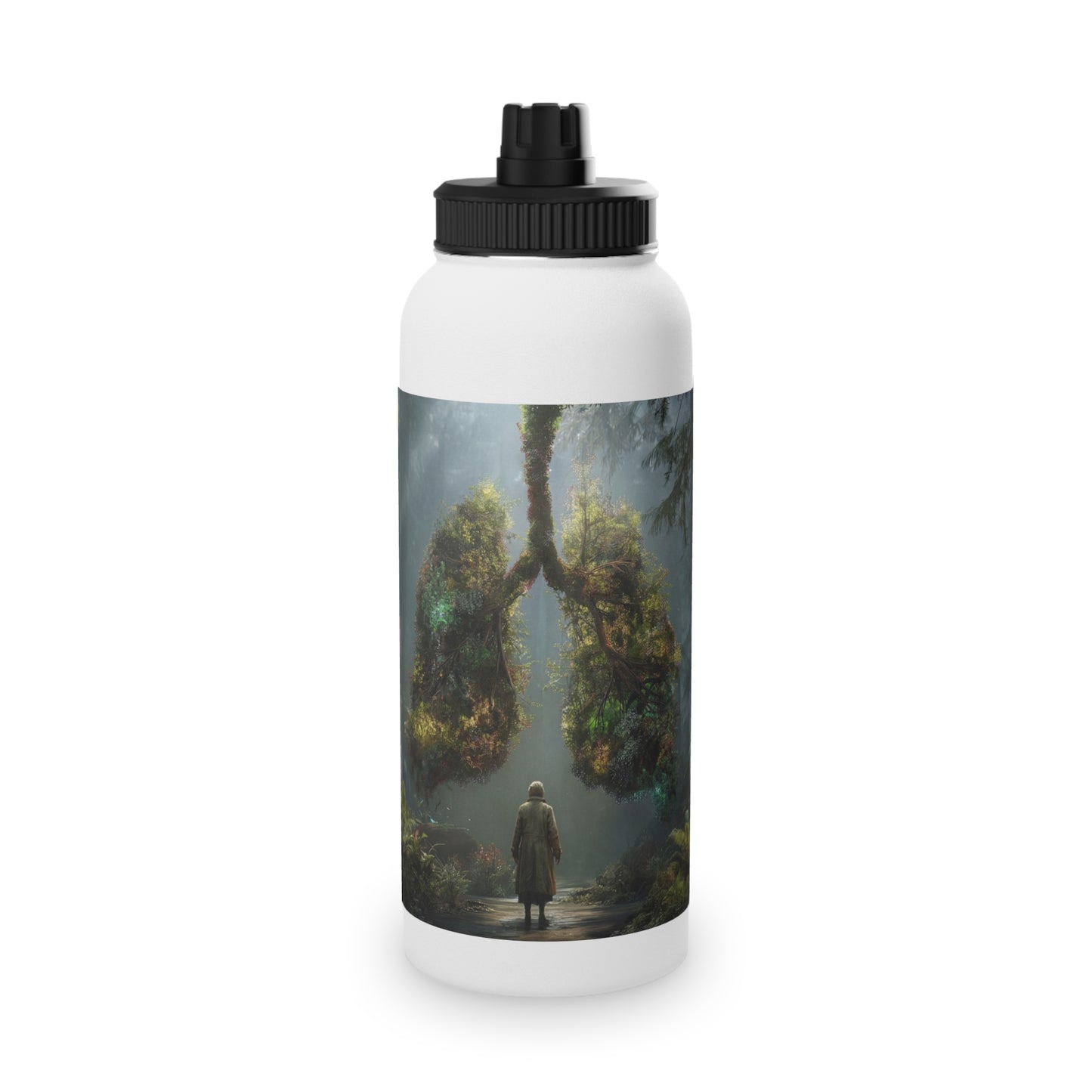 Lungs of the Forest Stainless Steel Water Bottle, Sports Lid – Breath of Ancient Canopy