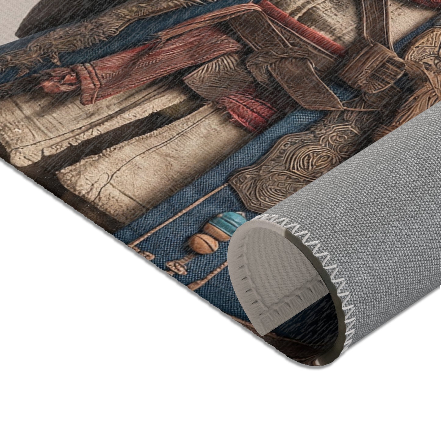 Wandering Wizard Rug – Blue Cloak and Feathered Hat Fantasy