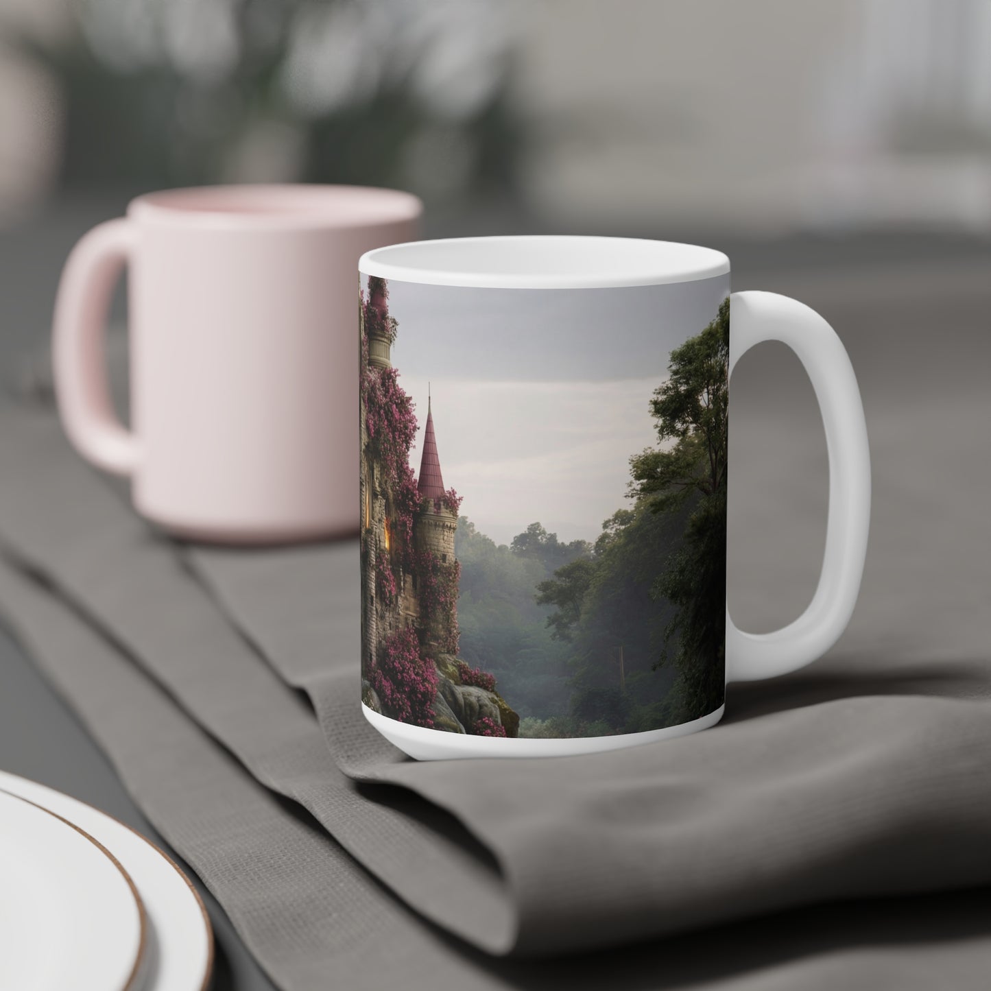 Rose-Wreathed Castle Ceramic Mugs (11oz\15oz\20oz) – Twilight Sanctuary
