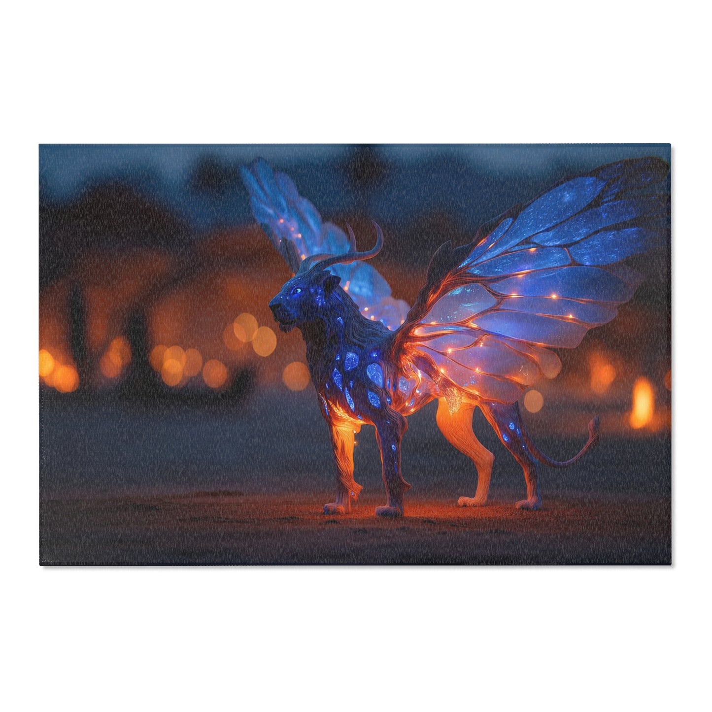 Celestial Lynx Area Rugs – Twilight Wingscape with Glowing Veins