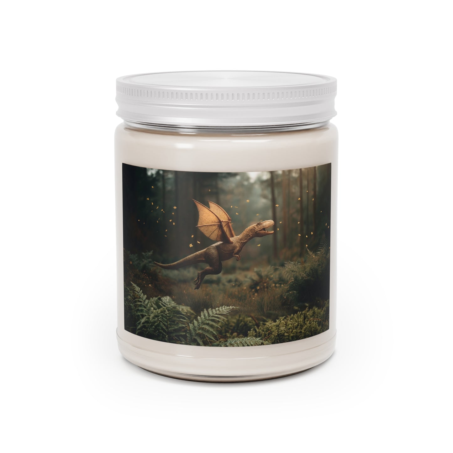 Forest Dragoon Scented Soy Candles with White Lid, 9oz – Amber Light Through Ancient Canopy