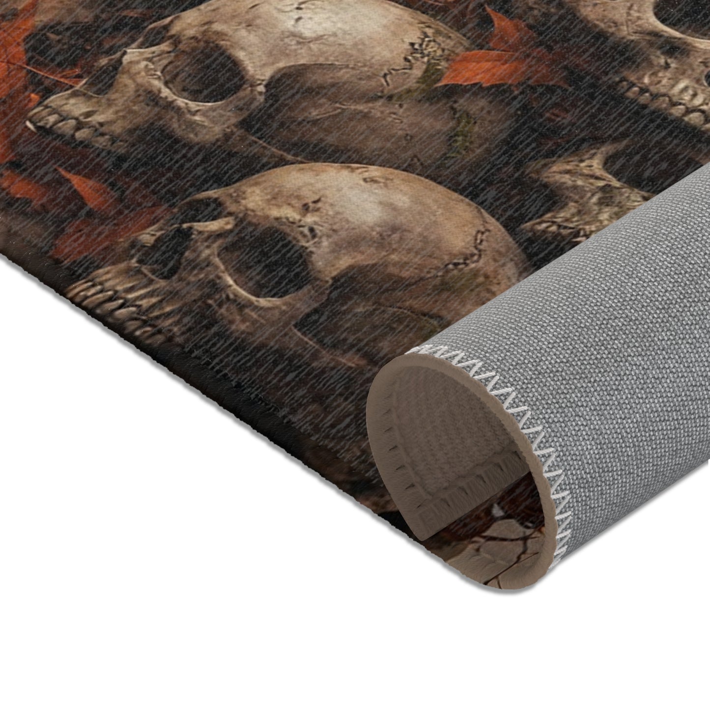 Batwing Corgi Area Rug – Moonlit Skull Throne Fantasy