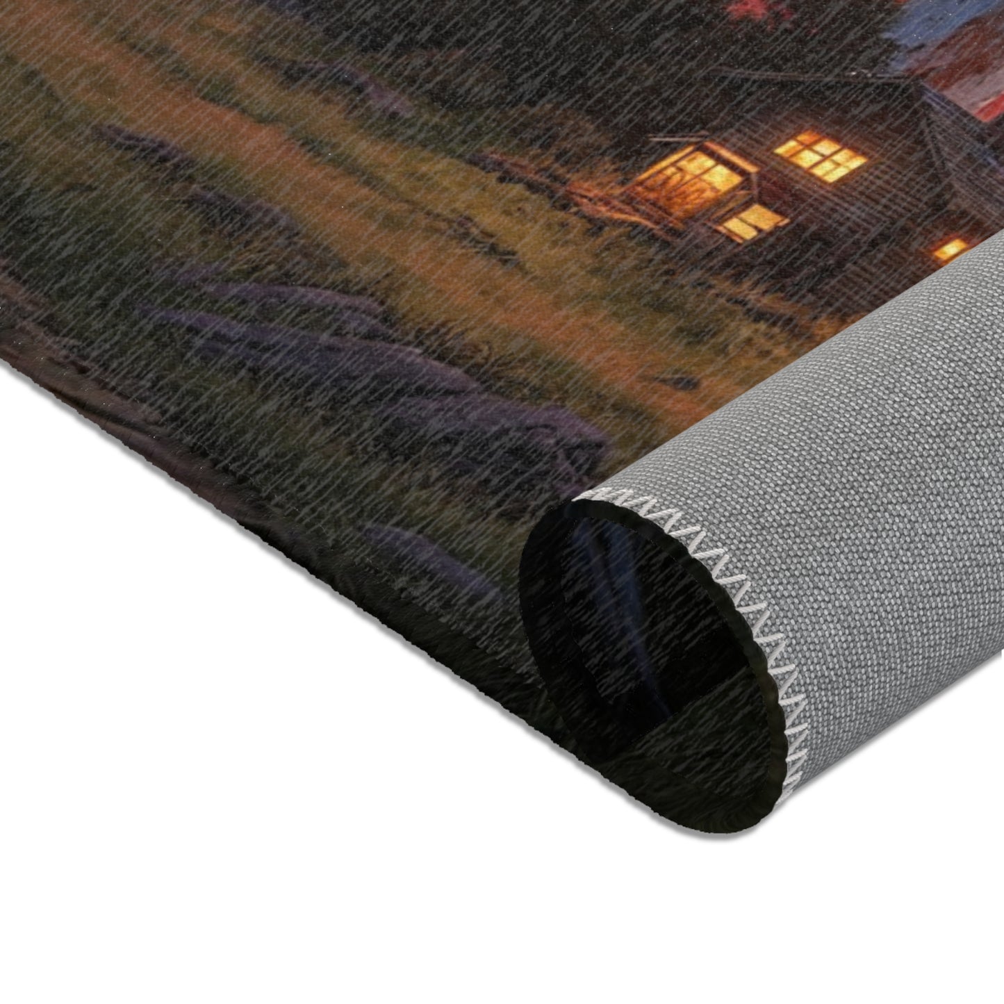 Sunset Sentinel Tower Rug – Warm Glow Over Mountain Path