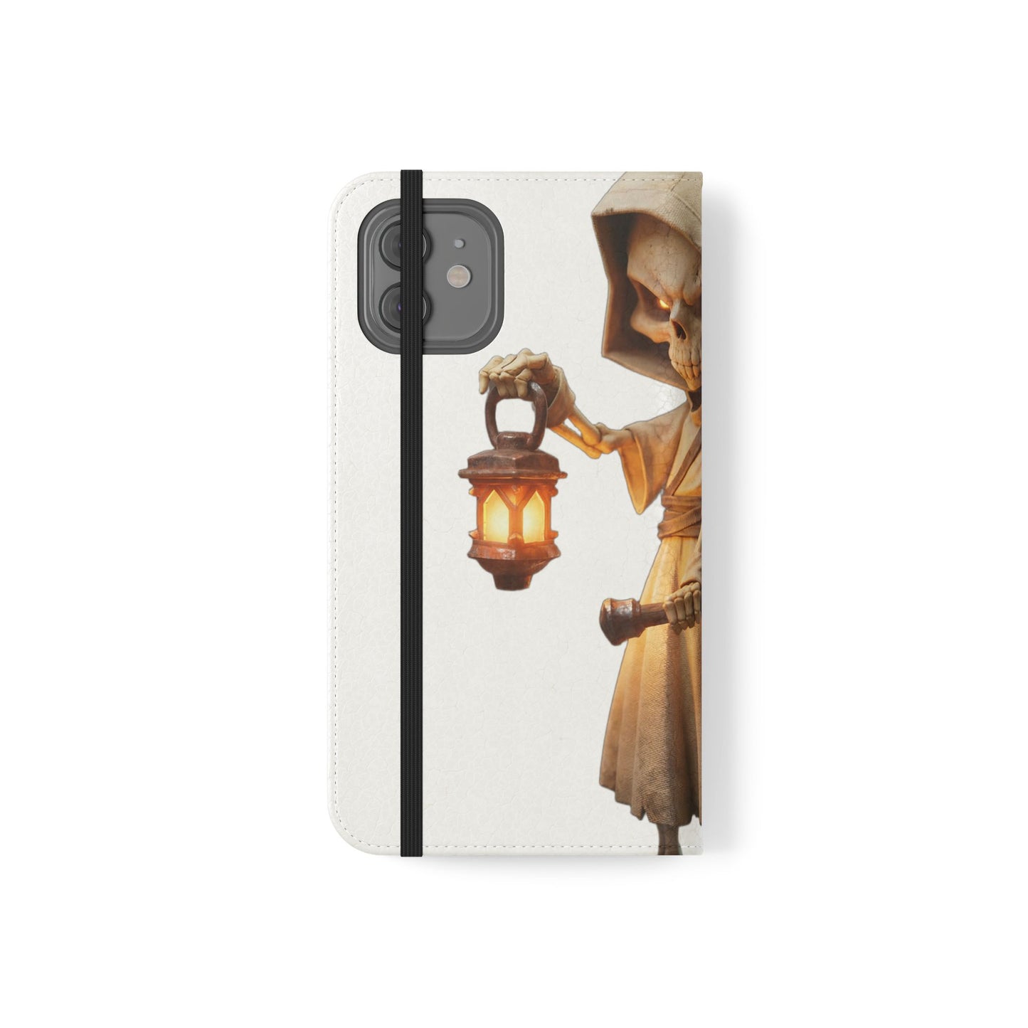 Lantern-Bearing Sentinel Flip Cases – Hooded Guardian with Scythe and Warm Glow