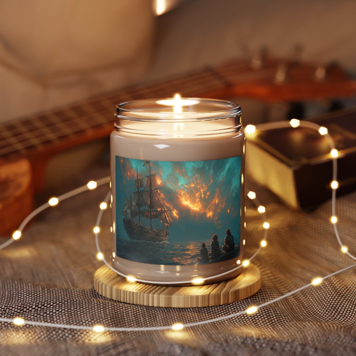 Duskbound Galleon Scented Soy Candles with White Lid, 9oz – Farewell to the Crimson Horizon