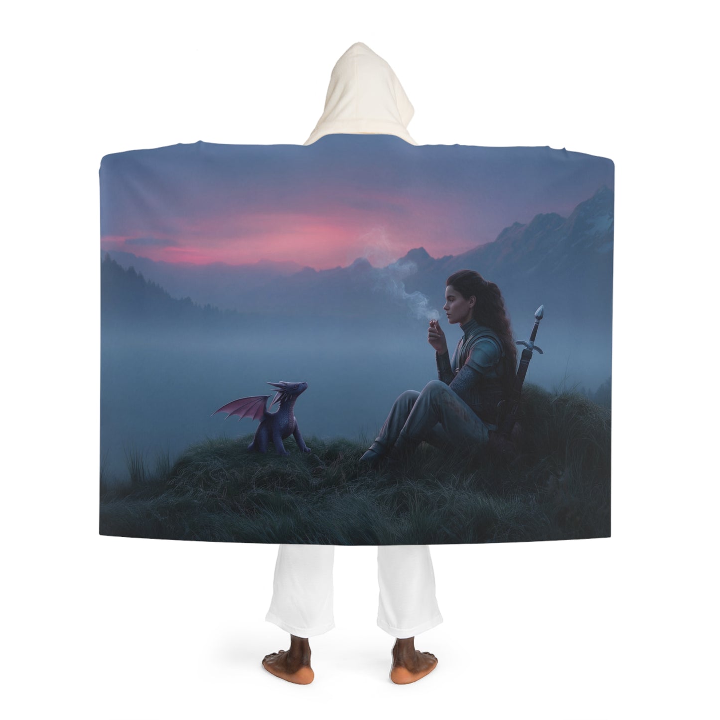 Sentinel & Dragon Hooded Sherpa Fleece Blanket – Twilight Peak Companionship