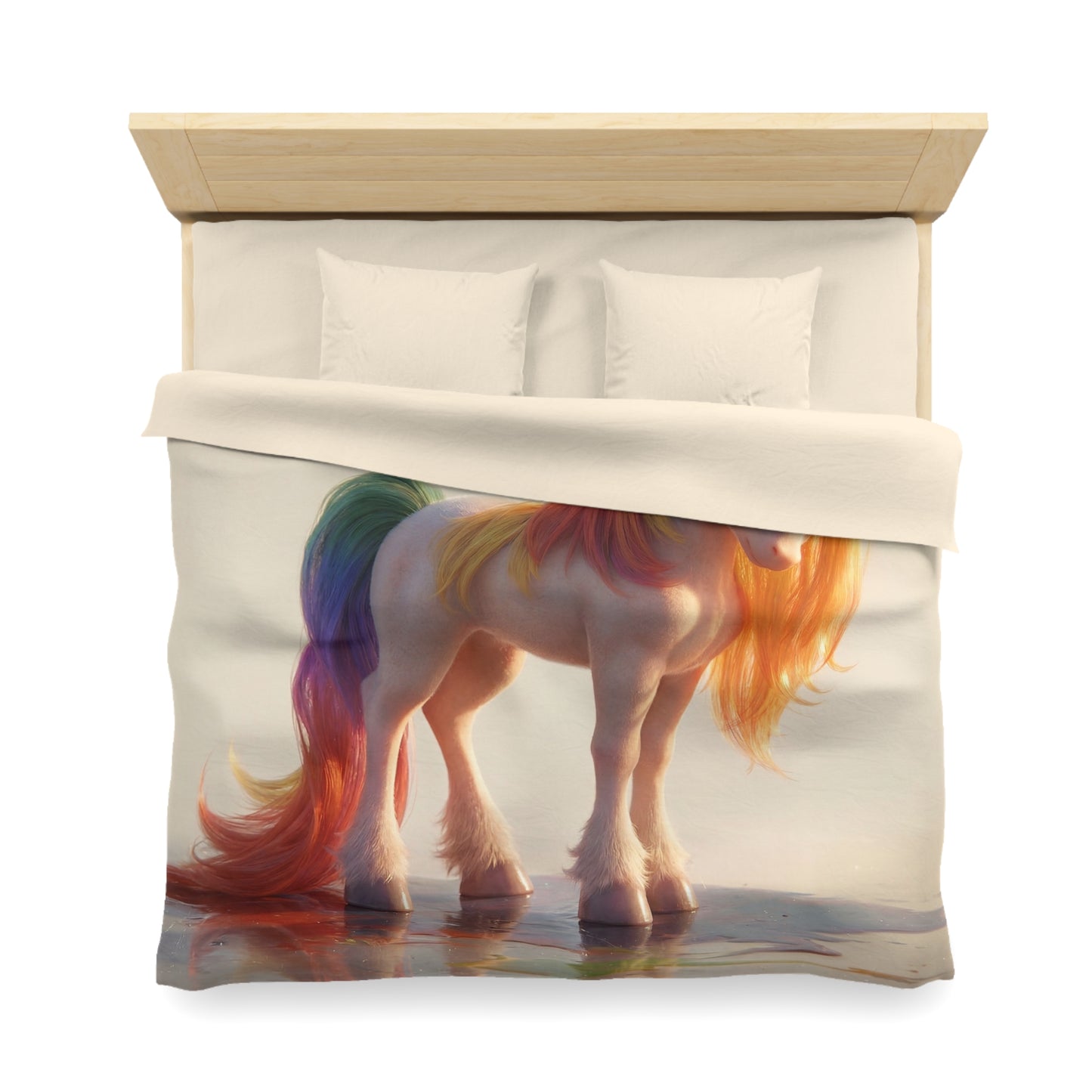 Rainbow Mane Unicorn Microfiber Duvet Cover – Sunset Serenity Dreamscape