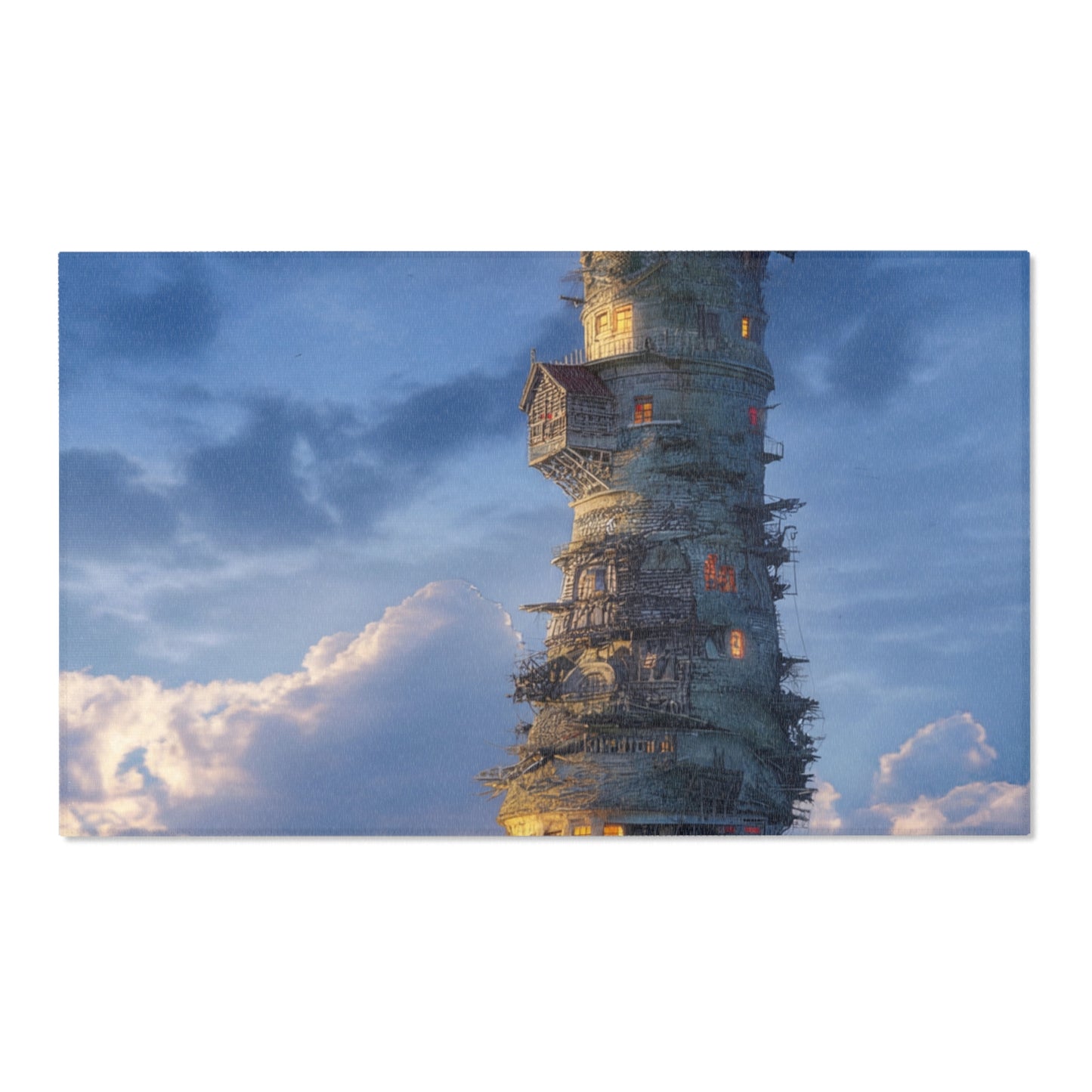 Aerial Lighthouse Area Rug – Twilight Skywatcher Dreamscape