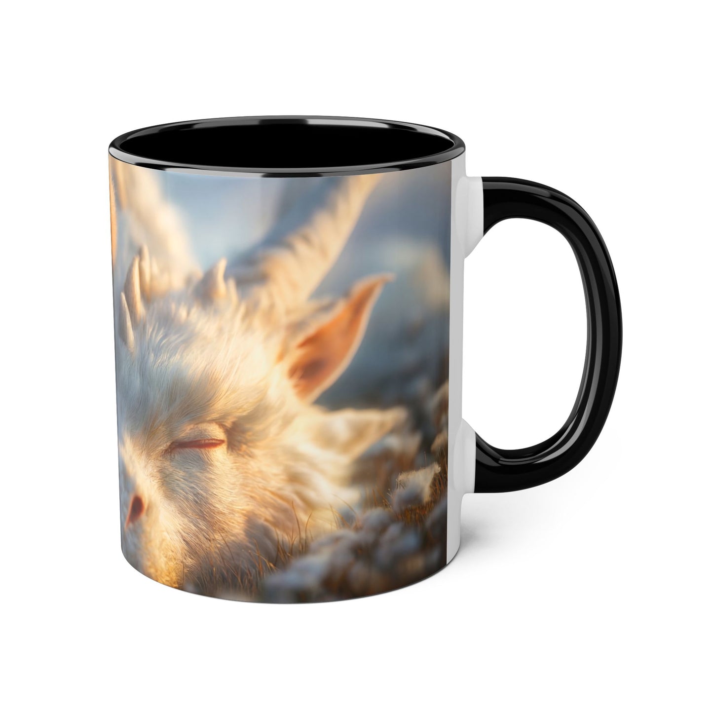Whispering Guardian Accent Mugs, 11oz – Snowy Dragon & Sleepy Sentinel
