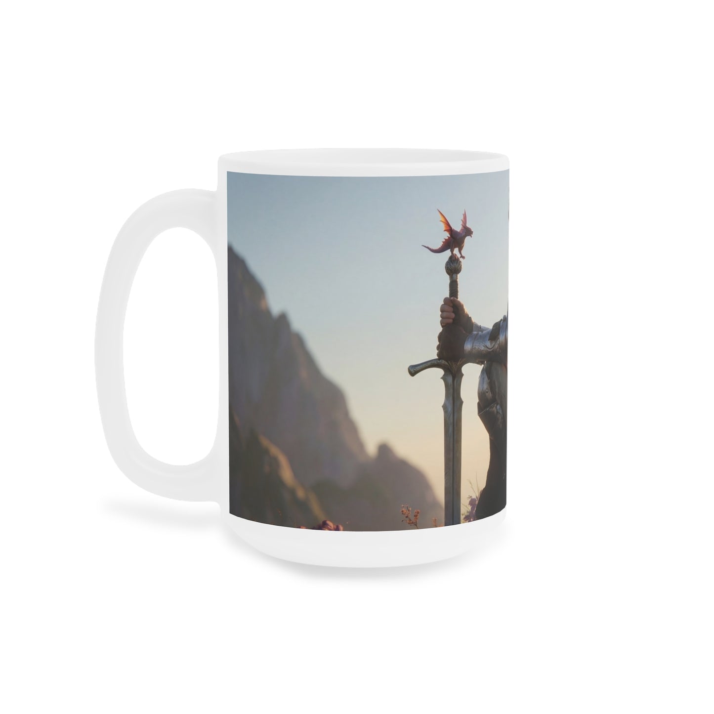 Dragon Knight Ceramic Mugs (11oz\15oz\20oz) – Sunset Sentinel with Wings