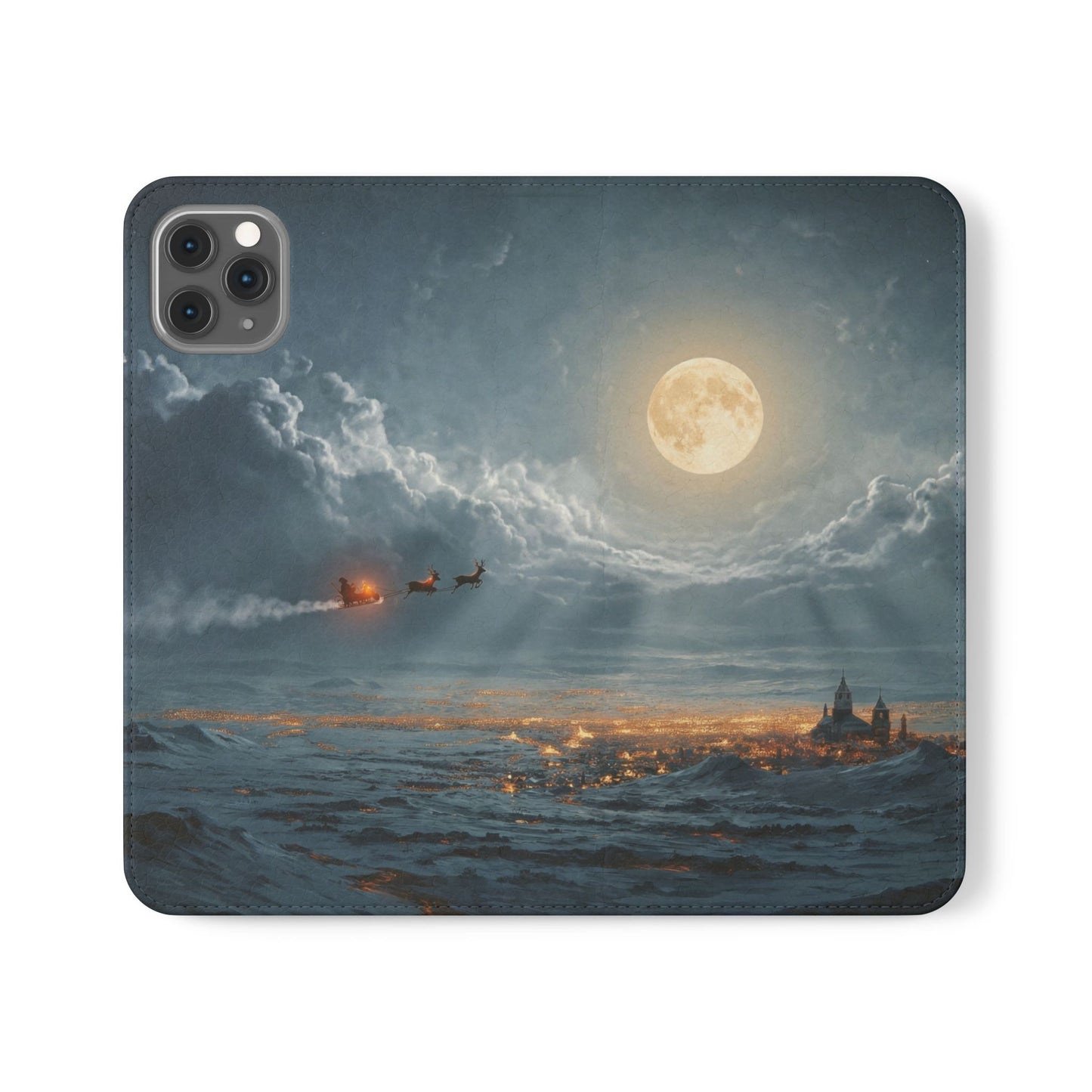Moonlit Sleigh Flip Cases – Northern Lights Winter Journey