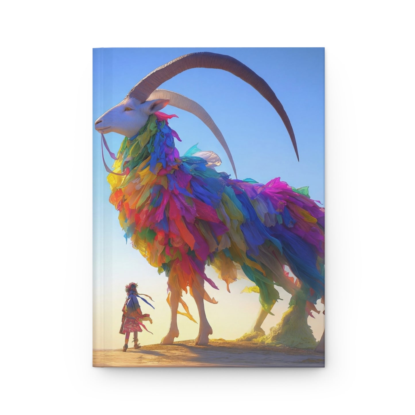 Rainbow Ram Hardcover Journal Matte – Whimsical Desert Guardian
