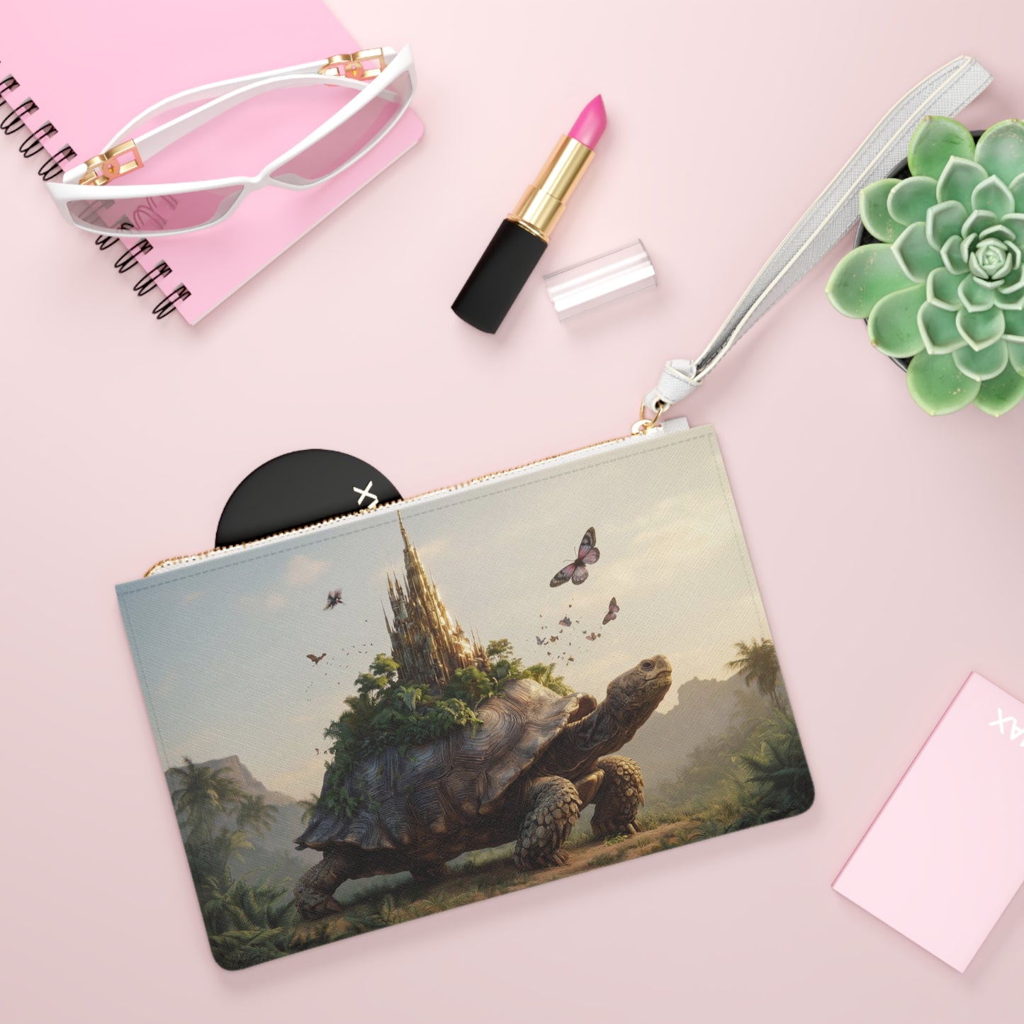 Castle on Turtle Clutch Bag – Sunset Sanctuary in Tropical Twilight