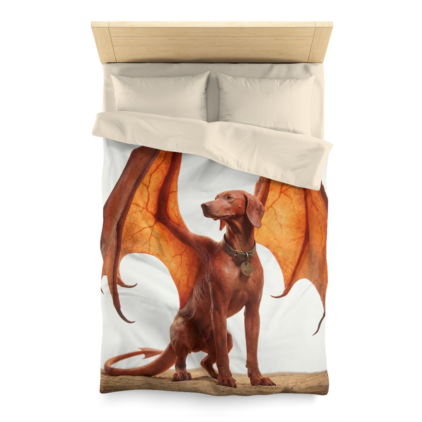 Winged Hound Duvet Cover – Amber Glow Guardian of the Hearth