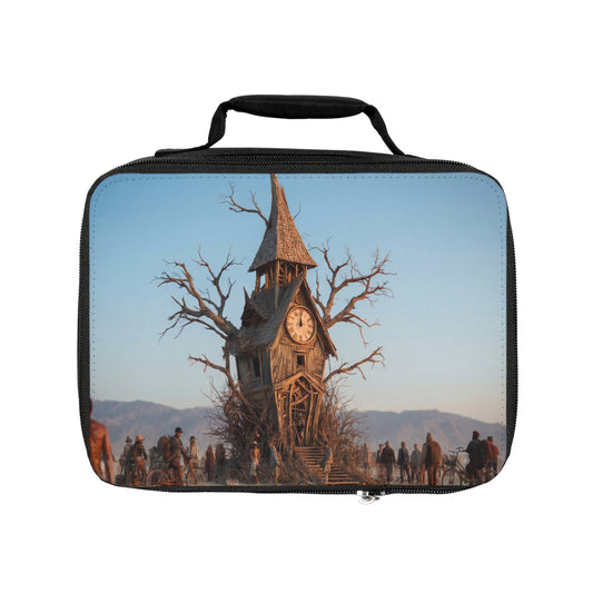 Clock Tower in the Dusty Wasteland Lunch Bag – A Town That Never Forgets Time