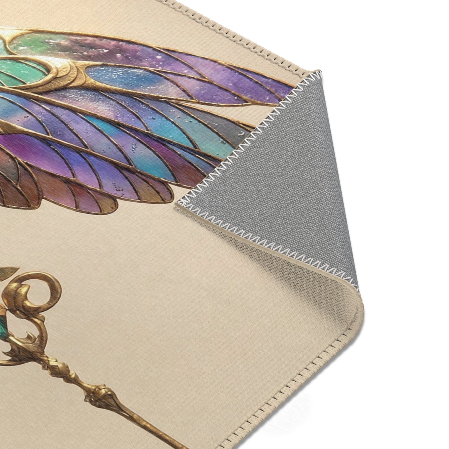 Celestial Phoenix Wand Rug – Starlit Wings & Azure Gemstone