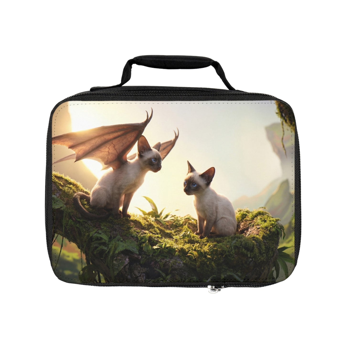 Winged Siamese Kittens Lunch Bag – Sunlit Canopy Whispers