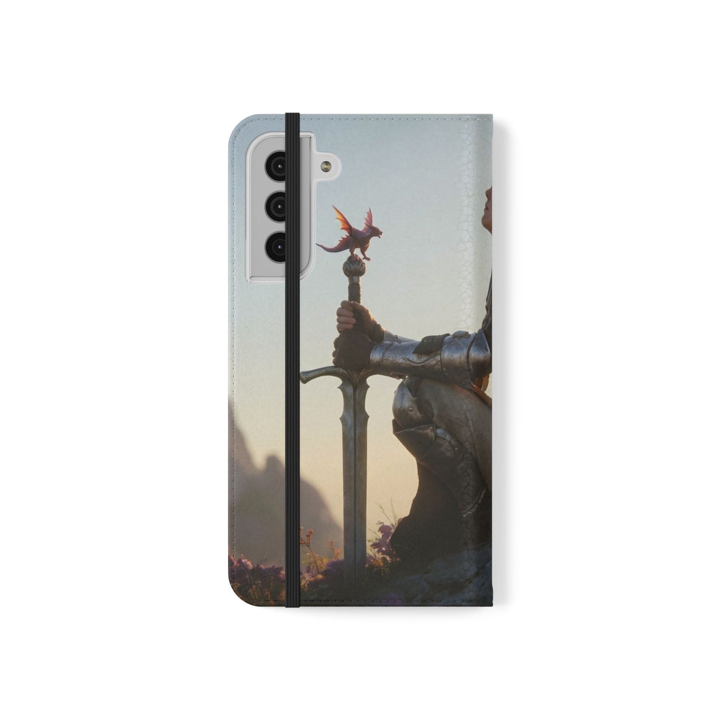 Dragon Knight Flip Cases – Sunlit Sentinel with Mini Drake and Sword
