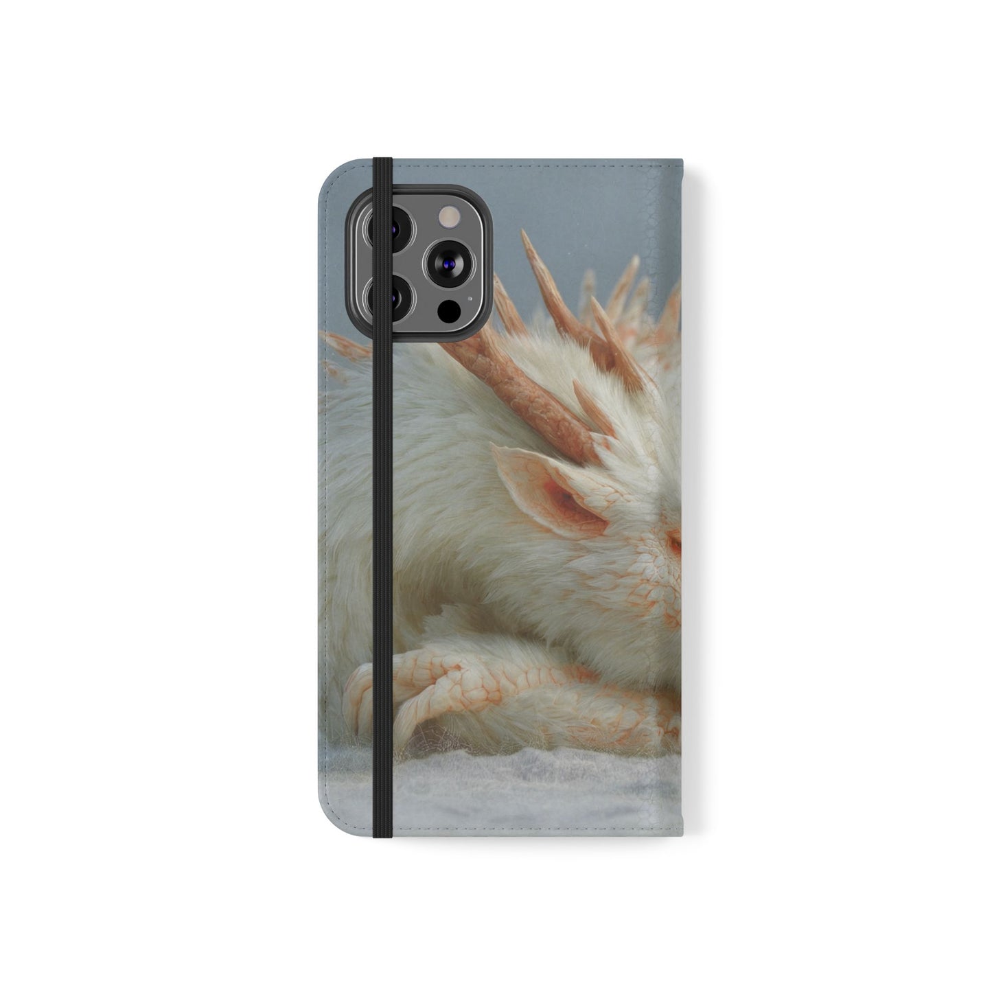 Sleeping Child and Dragon Flip Cases – Snowy Guardian Embrace